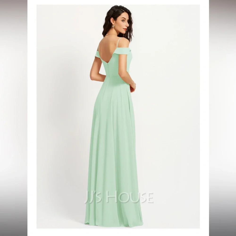 JJs House A-Line V-neck Floor-Length Chiffon Bridesmaid Dress #251598 - Picture 2 of 8